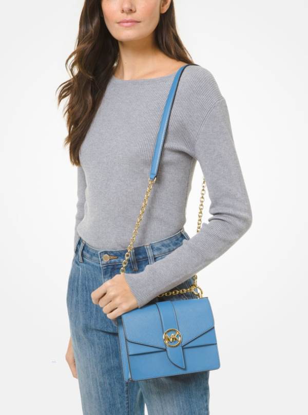 Damske Spojková Taška Michael Kors Greenwich Small Saffiano Leather Námornícka Modrá - Kabelky Michael Kors Obchod | ESRUX-7492